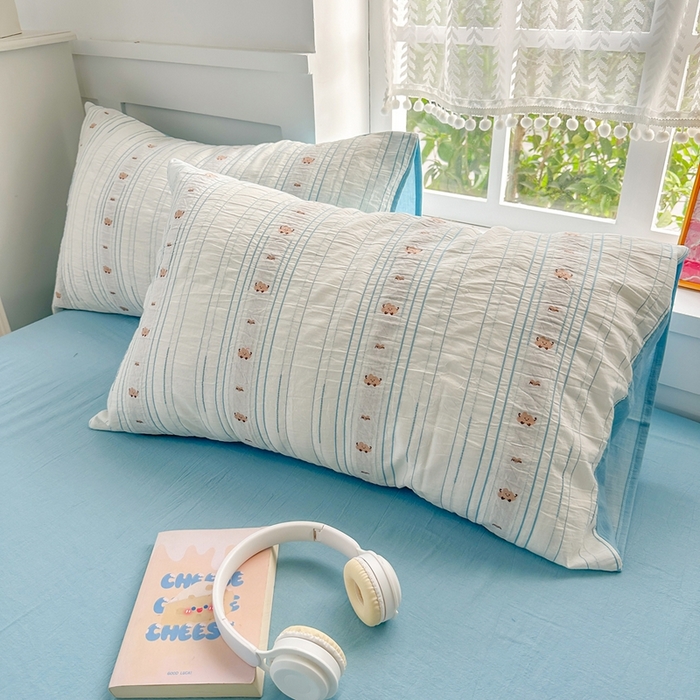 91家纺网 家纺一手货源 找家纺 千朵 2025新款全棉纯棉色织提花水洗棉四件套 云朵