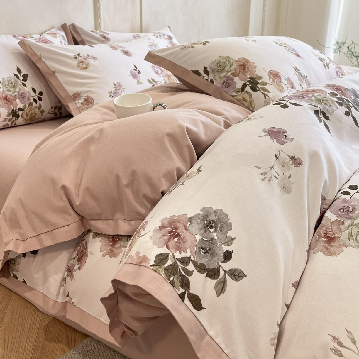 91家纺网 家纺一手货源 找家纺 （总）柠馨2025全棉磨毛印花四件套精致小边款