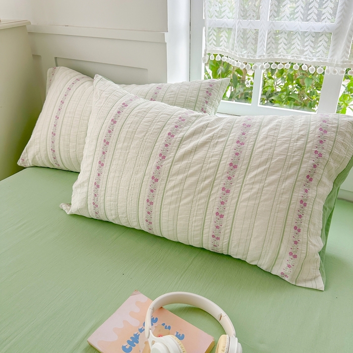 91家纺网 家纺一手货源 找家纺 千朵 2025新款全棉纯棉色织提花水洗棉四件套 紫芙