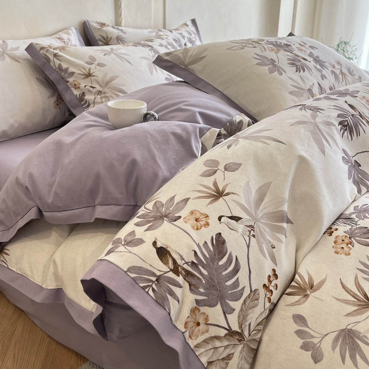 91家纺网 家纺一手货源 找家纺 （总）柠馨2025全棉磨毛印花四件套精致小边款