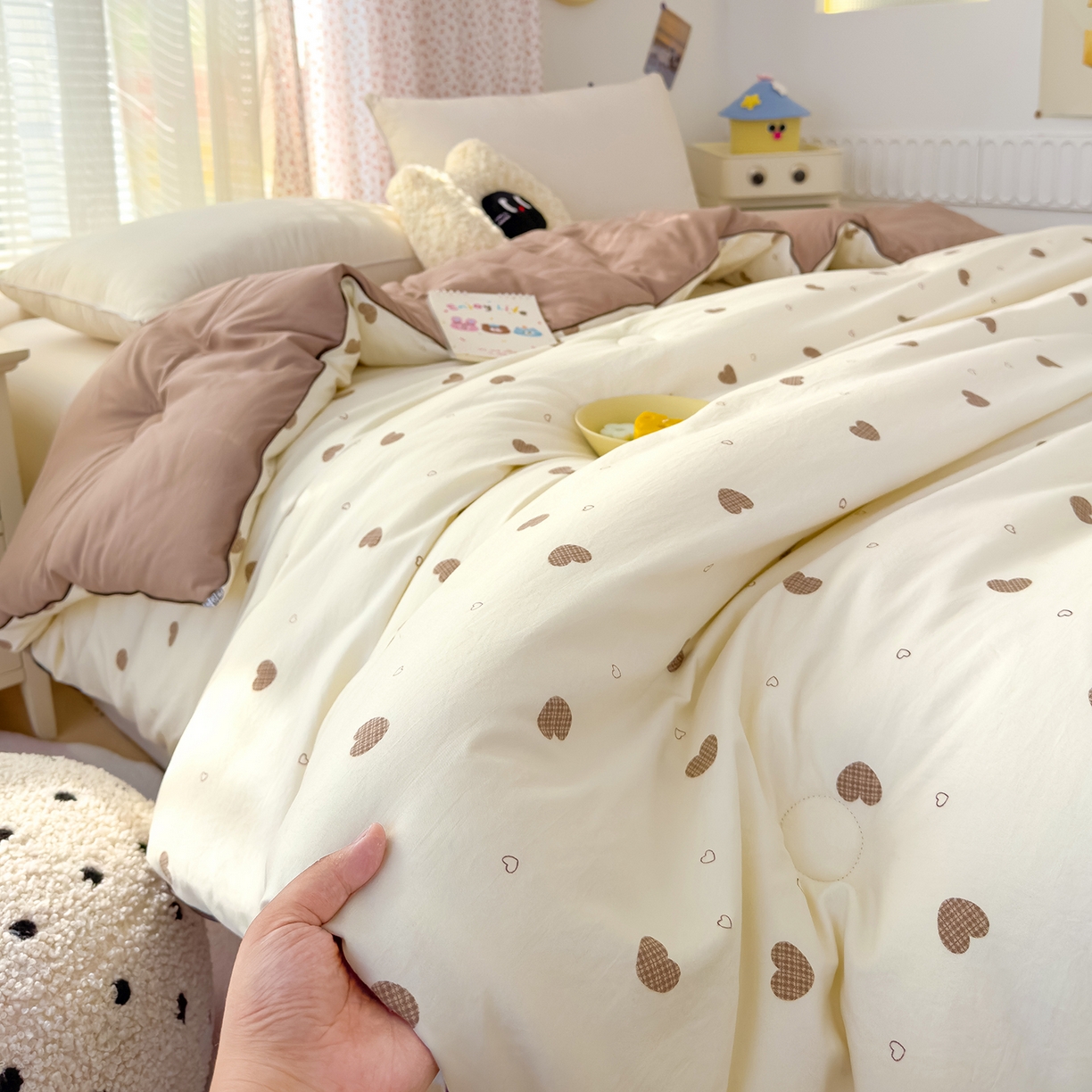 蓝冰家纺 2025新款亚朵棉印花大豆冬被被子被芯 甜心啵啵