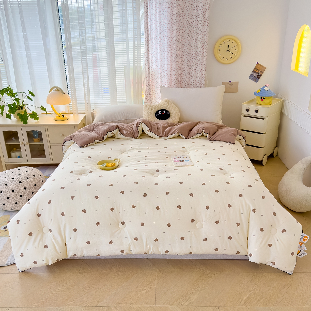 91家纺网 家纺一手货源 找家纺 蓝冰家纺 2025新款亚朵棉印花大豆冬被被子被芯 甜心啵啵