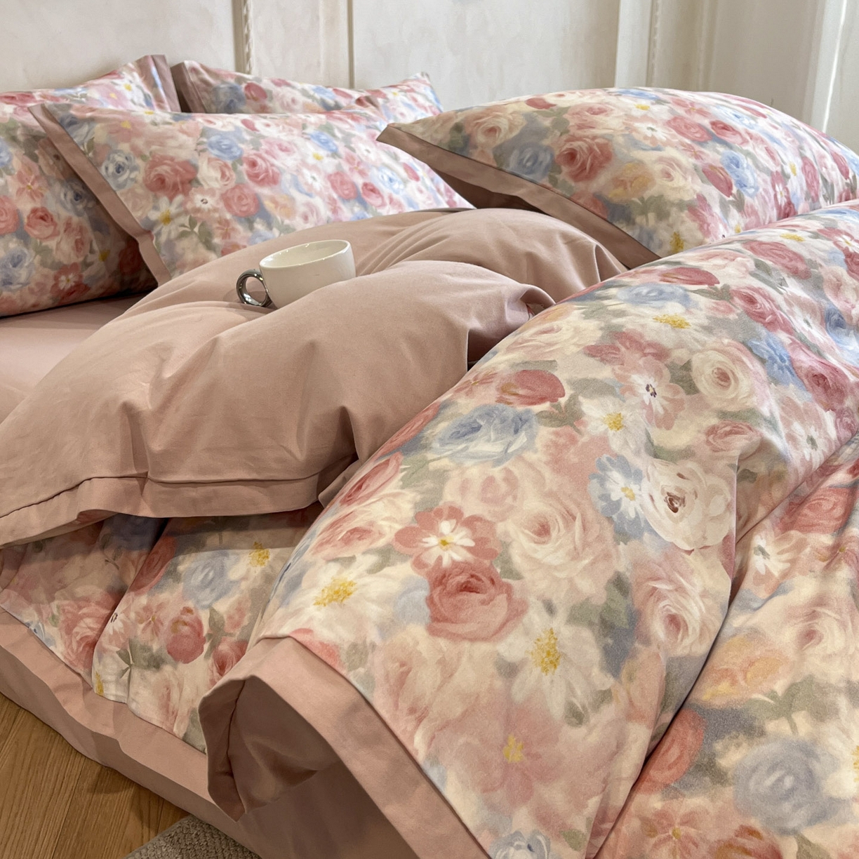 91家纺网 家纺一手货源 找家纺 （总）柠馨2025全棉磨毛印花四件套精致小边款