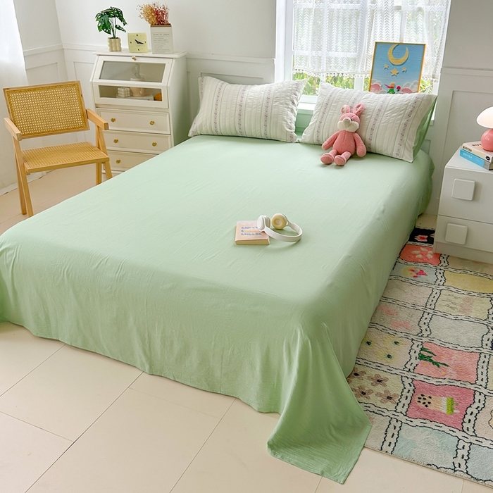 91家纺网 家纺一手货源 找家纺 千朵 2025新款全棉纯棉色织提花水洗棉四件套 紫芙