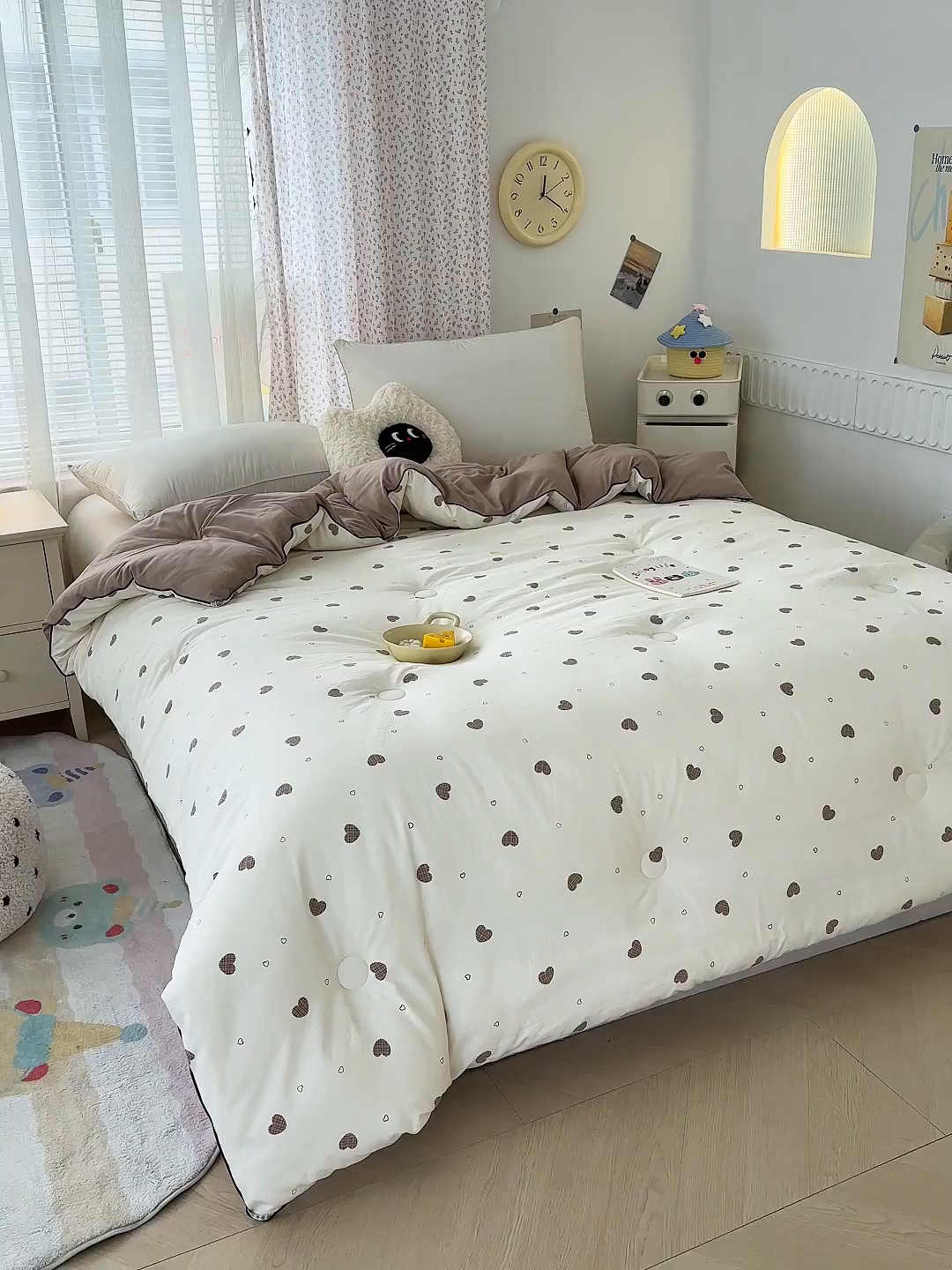 91家纺网 家纺一手货源 找家纺 蓝冰家纺 2025新款亚朵棉印花大豆冬被被子被芯 甜心啵啵