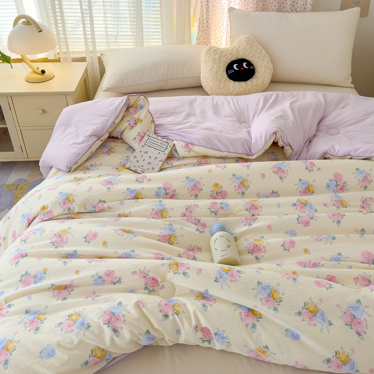 91家纺网 家纺一手货源 找家纺 蓝冰家纺 2025新款亚朵棉印花大豆冬被被子被芯 晚秋