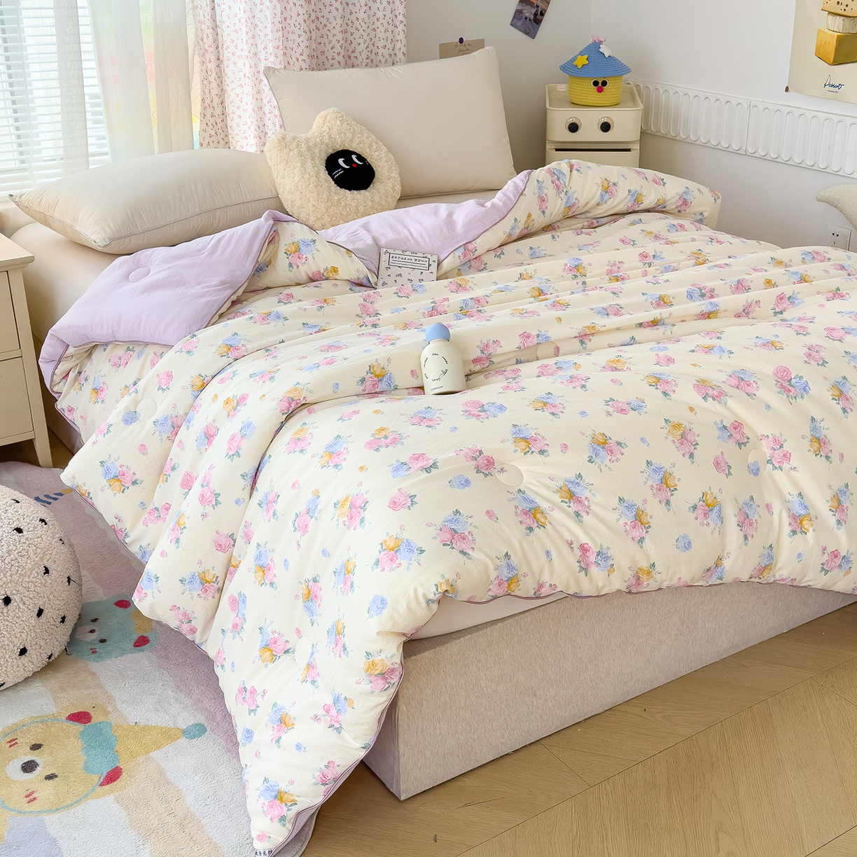 91家纺网 家纺一手货源 找家纺 蓝冰家纺 2025新款亚朵棉印花大豆冬被被子被芯 晚秋