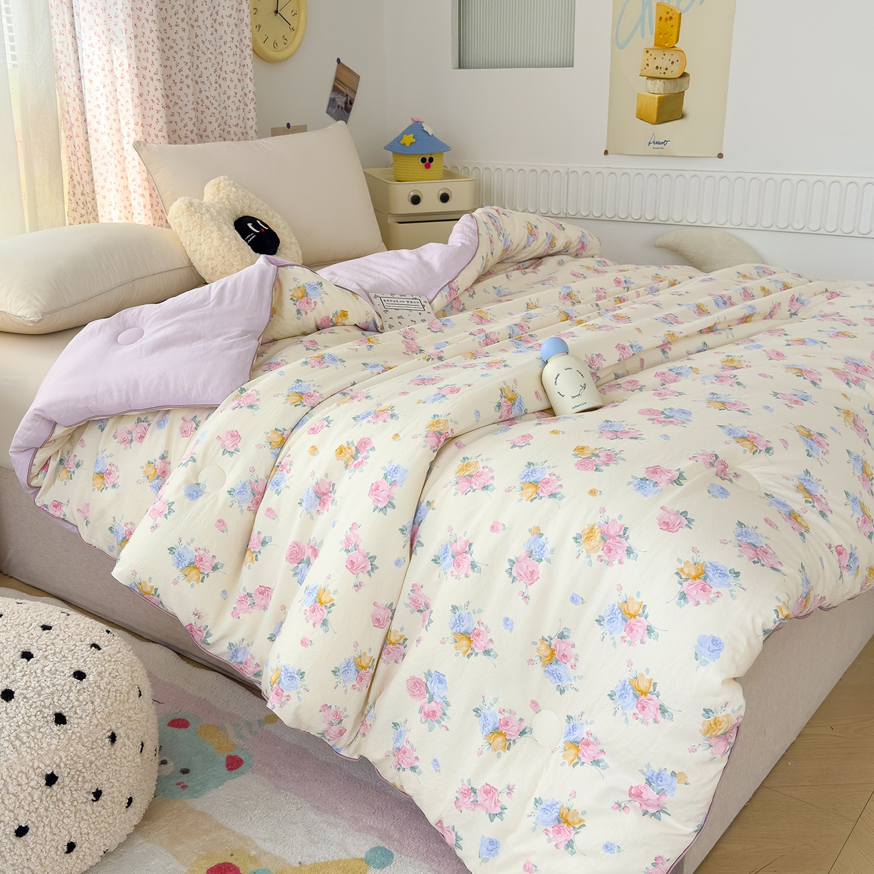 91家纺网 家纺一手货源 找家纺 蓝冰家纺 2025新款亚朵棉印花大豆冬被被子被芯 晚秋