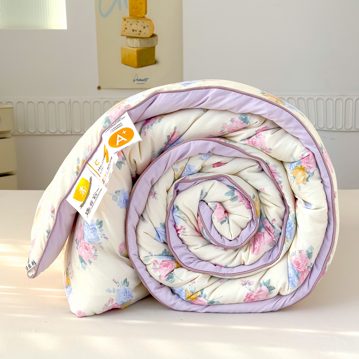 91家纺网 家纺一手货源 找家纺 蓝冰家纺 2025新款亚朵棉印花大豆冬被被子被芯 晚秋