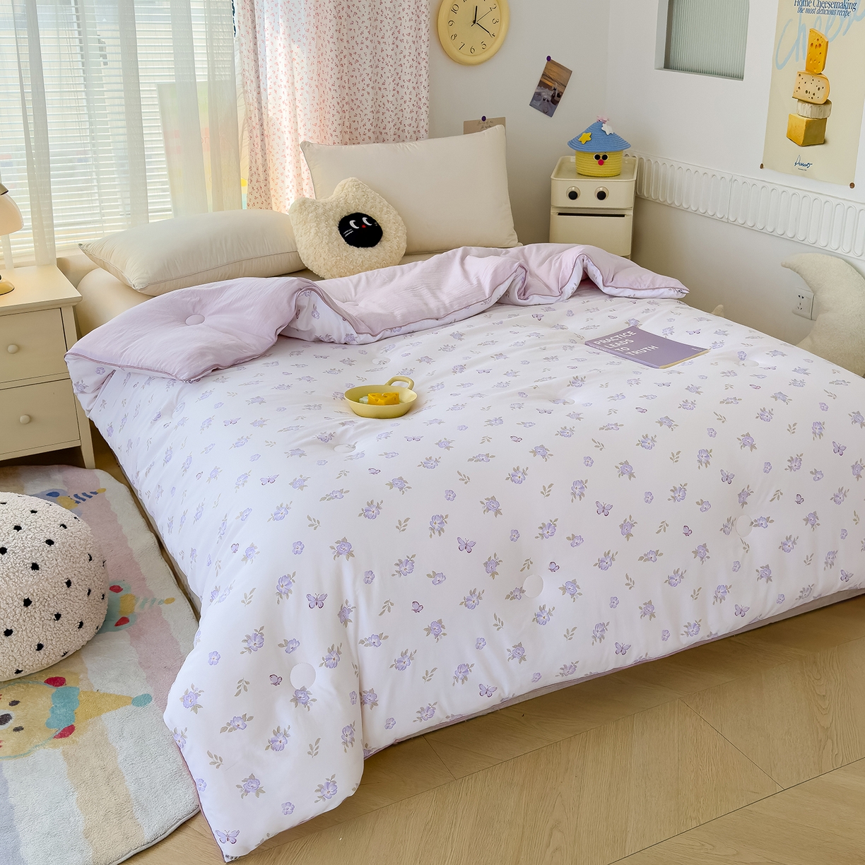 91家纺网 家纺一手货源 找家纺 蓝冰家纺 2025新款亚朵棉印花大豆冬被被子被芯 雅梦