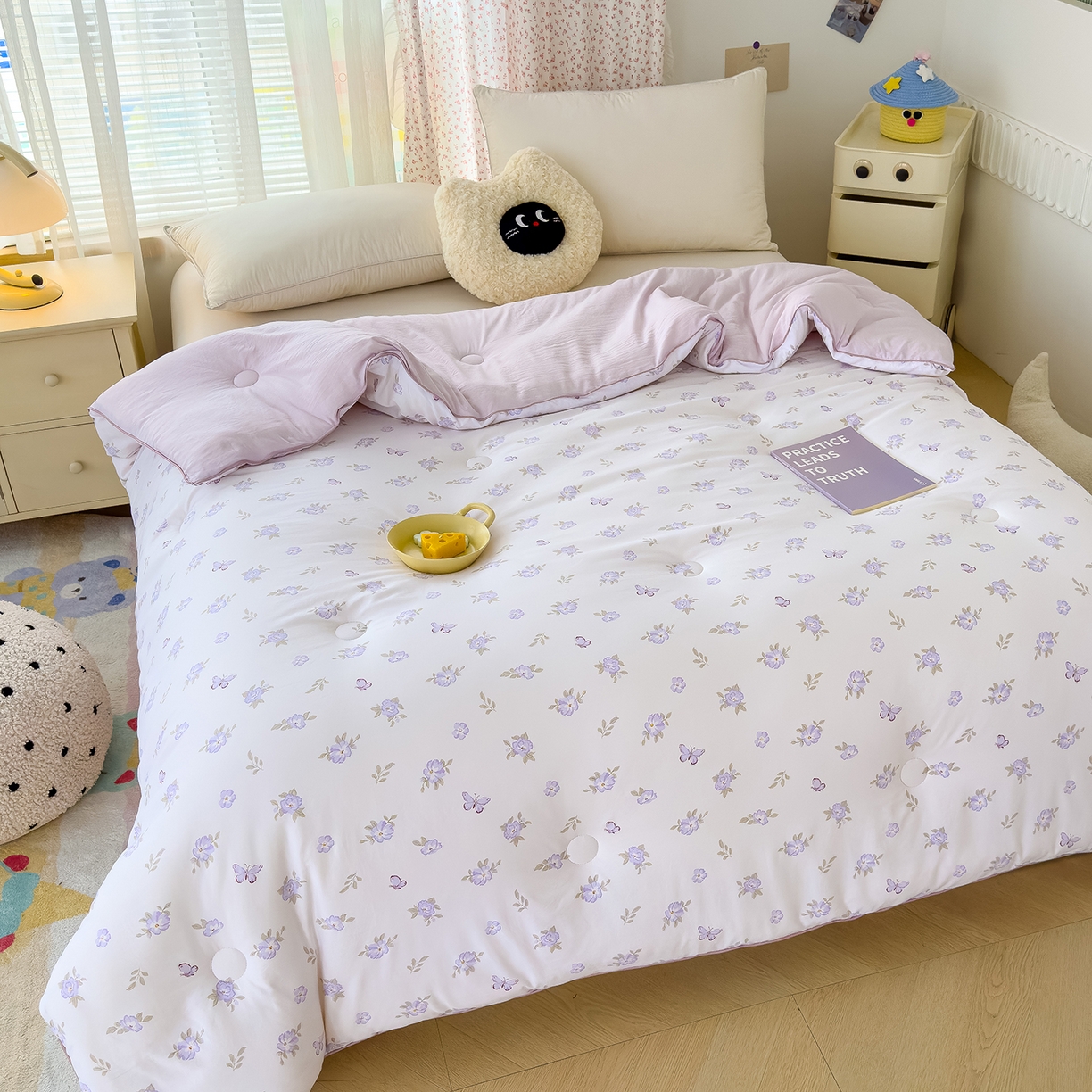 91家纺网 家纺一手货源 找家纺 蓝冰家纺 2025新款亚朵棉印花大豆冬被被子被芯 雅梦