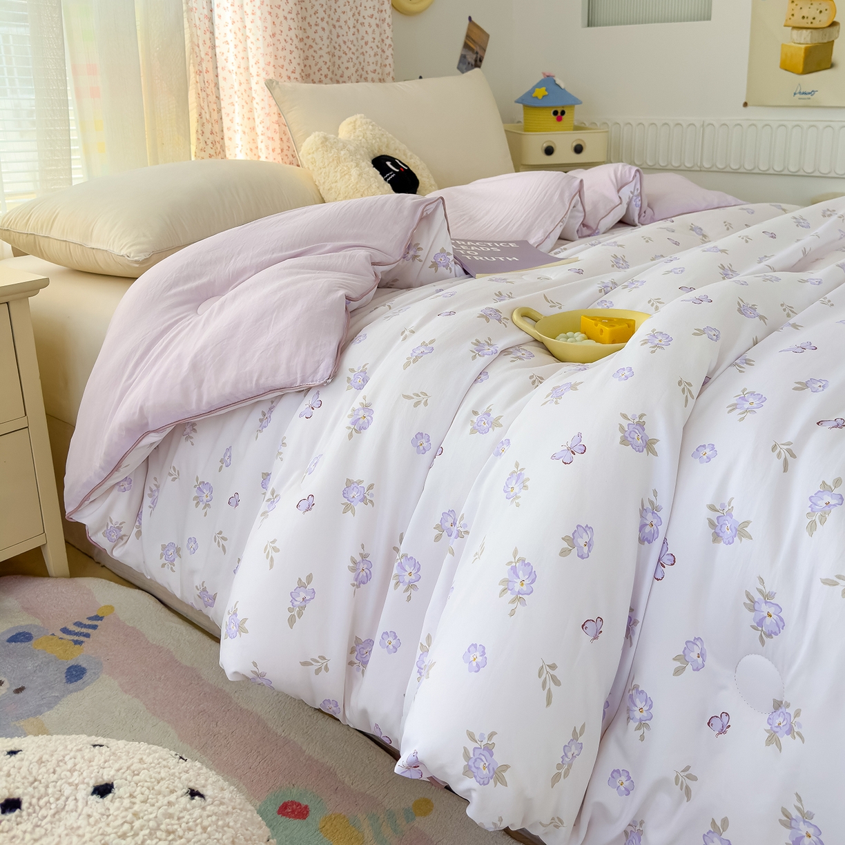 91家纺网 家纺一手货源 找家纺 蓝冰家纺 2025新款亚朵棉印花大豆冬被被子被芯 雅梦