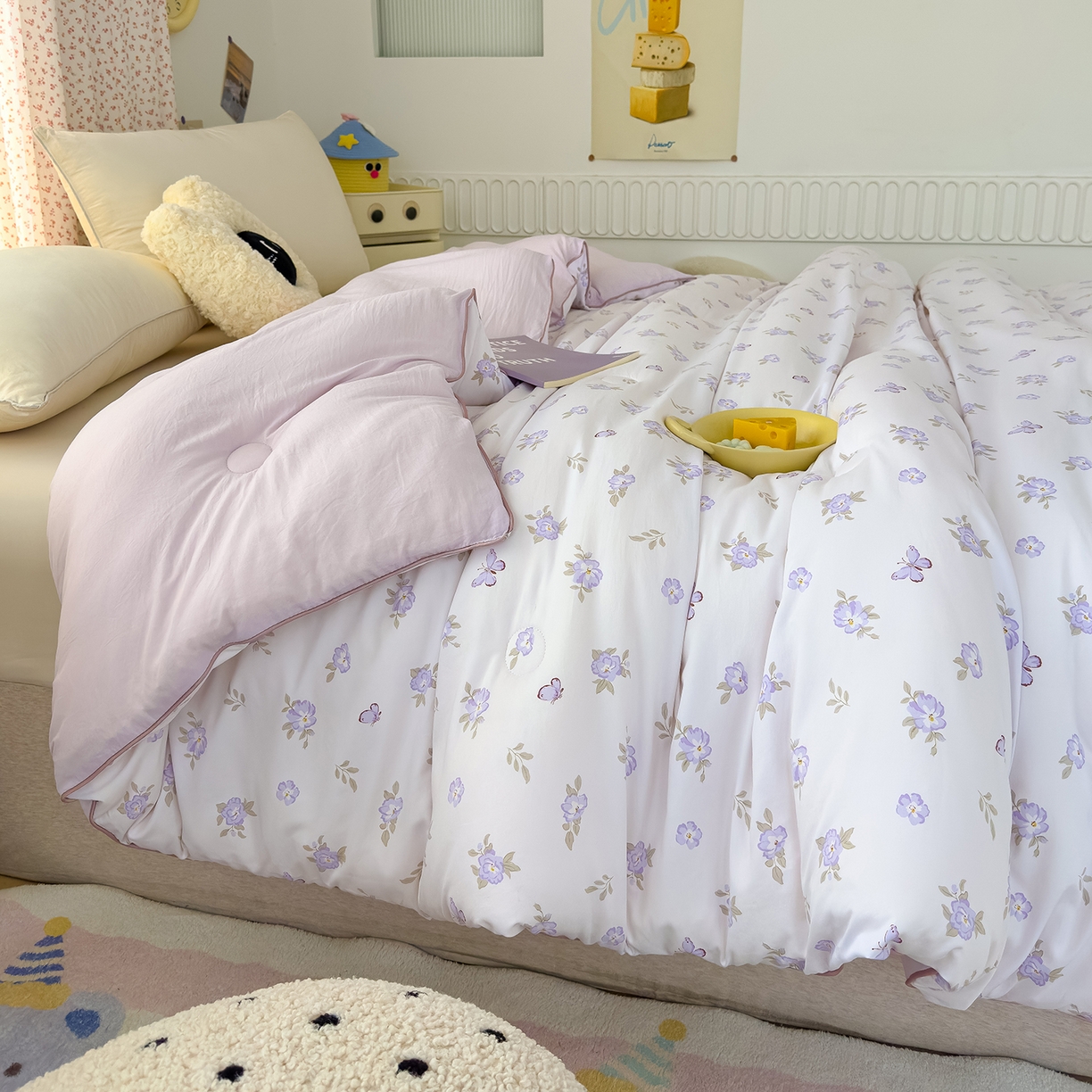 91家纺网 家纺一手货源 找家纺 蓝冰家纺 2025新款亚朵棉印花大豆冬被被子被芯 雅梦