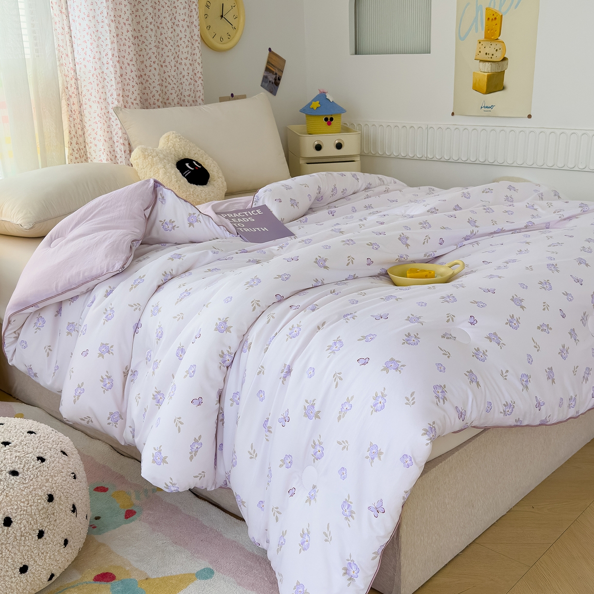 91家纺网 家纺一手货源 找家纺 蓝冰家纺 2025新款亚朵棉印花大豆冬被被子被芯 雅梦