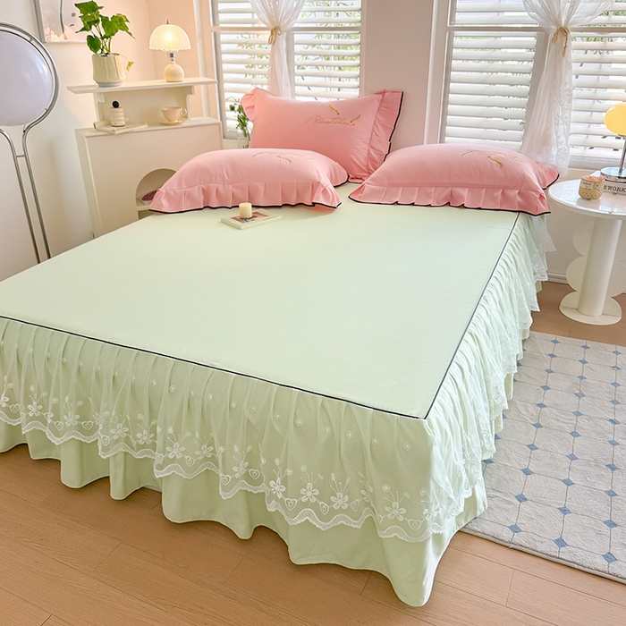 91家纺网 家纺一手货源 找家纺 （总）柔享家 2025新款法式双层花边蕾丝花边床裙-恩格斯（有同款四件套）