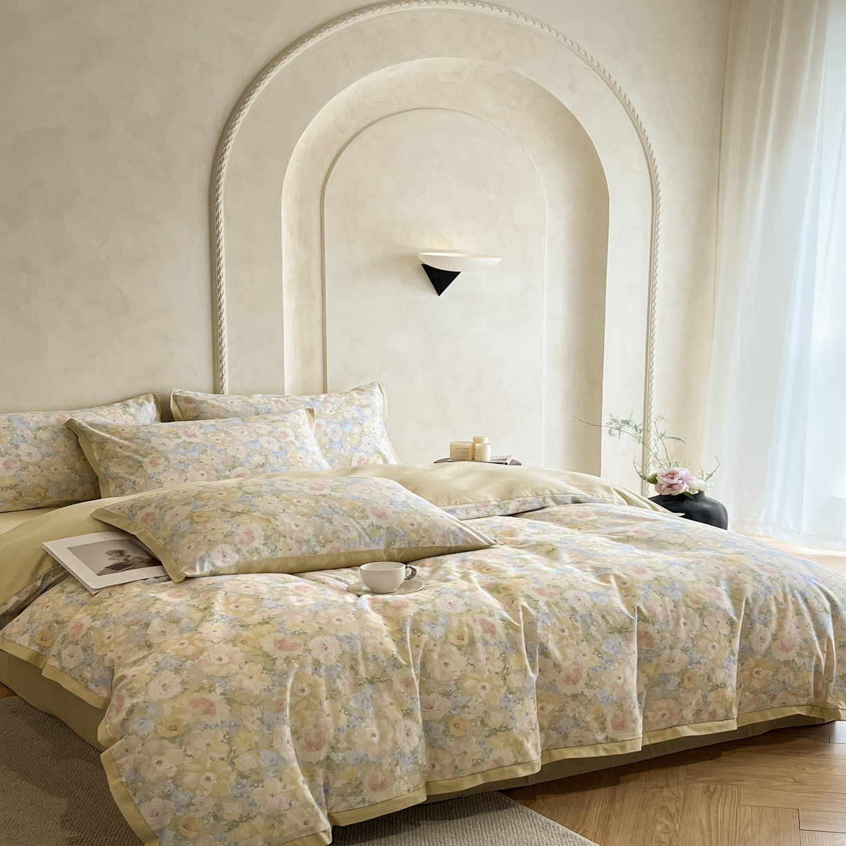 91家纺网 家纺一手货源 找家纺 （总）柠馨2025全棉磨毛印花四件套精致小边款