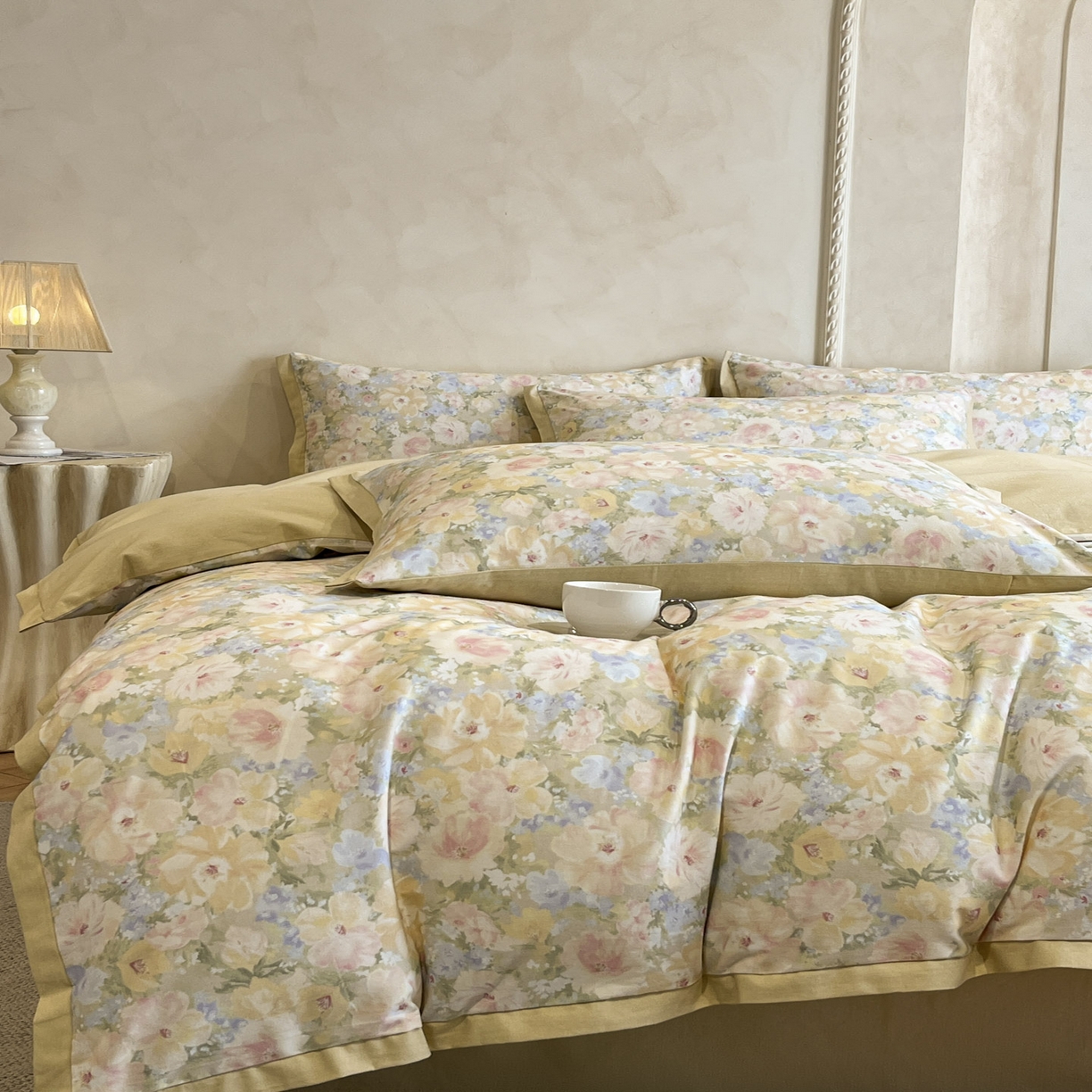 91家纺网 家纺一手货源 找家纺 （总）柠馨2025全棉磨毛印花四件套精致小边款