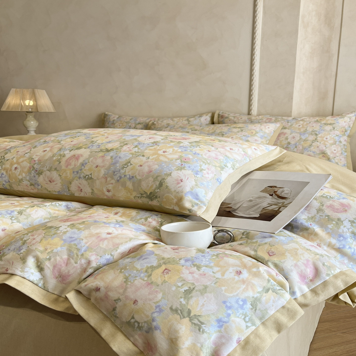 91家纺网 家纺一手货源 找家纺 （总）柠馨2025全棉磨毛印花四件套精致小边款