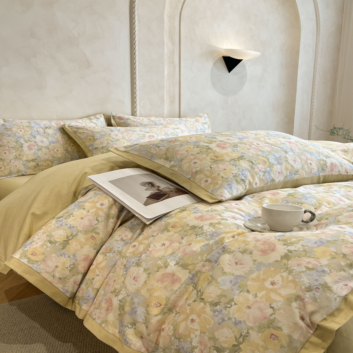 91家纺网 家纺一手货源 找家纺 （总）柠馨2025全棉磨毛印花四件套精致小边款