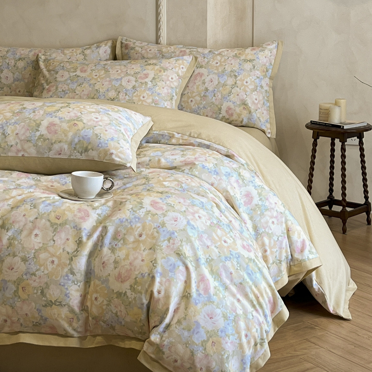 91家纺网 家纺一手货源 找家纺 （总）柠馨2025全棉磨毛印花四件套精致小边款