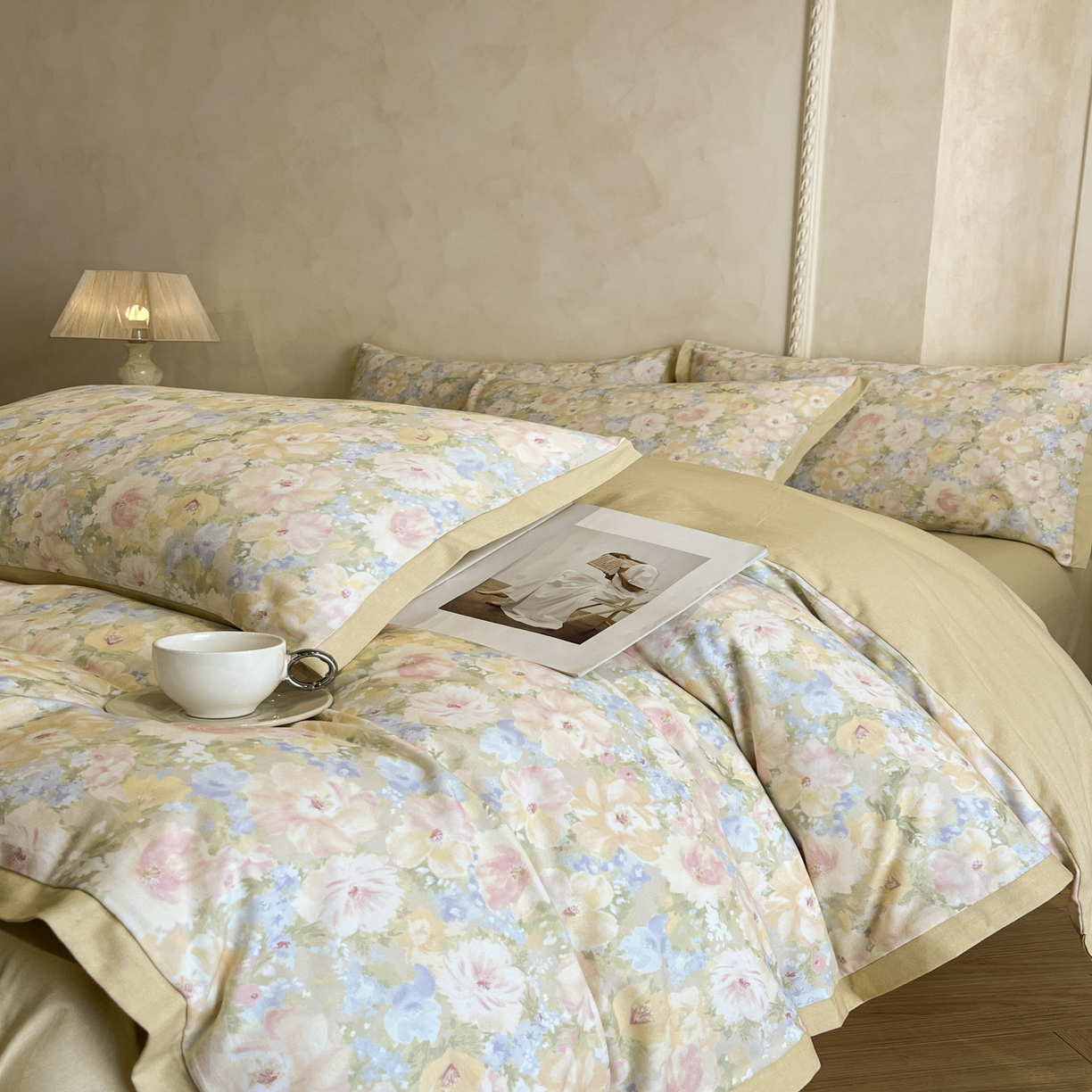 91家纺网 家纺一手货源 找家纺 （总）柠馨2025全棉磨毛印花四件套精致小边款