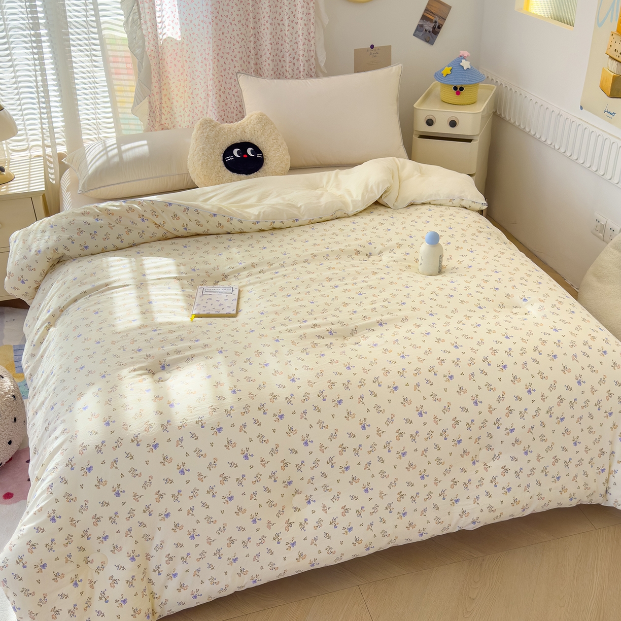 91家纺网 家纺一手货源 找家纺 蓝冰家纺 2025新款亚朵棉印花大豆冬被被子被芯 知春