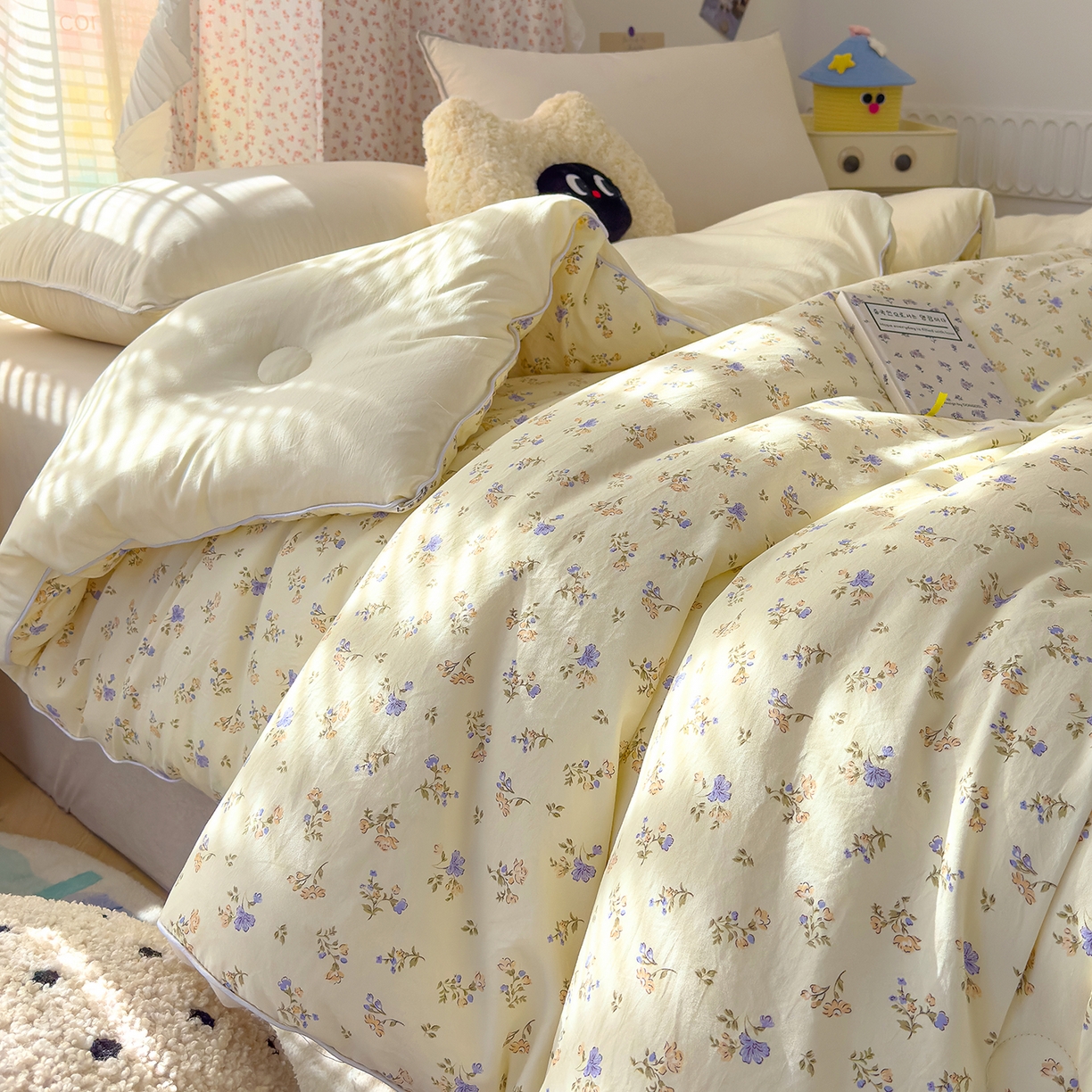 91家纺网 家纺一手货源 找家纺 蓝冰家纺 2025新款亚朵棉印花大豆冬被被子被芯 知春