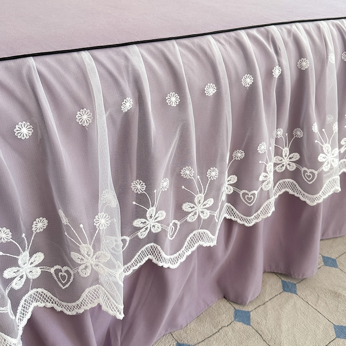 91家纺网 家纺一手货源 找家纺 （总）柔享家 2025新款法式双层花边蕾丝花边床裙-恩格斯（有同款四件套）