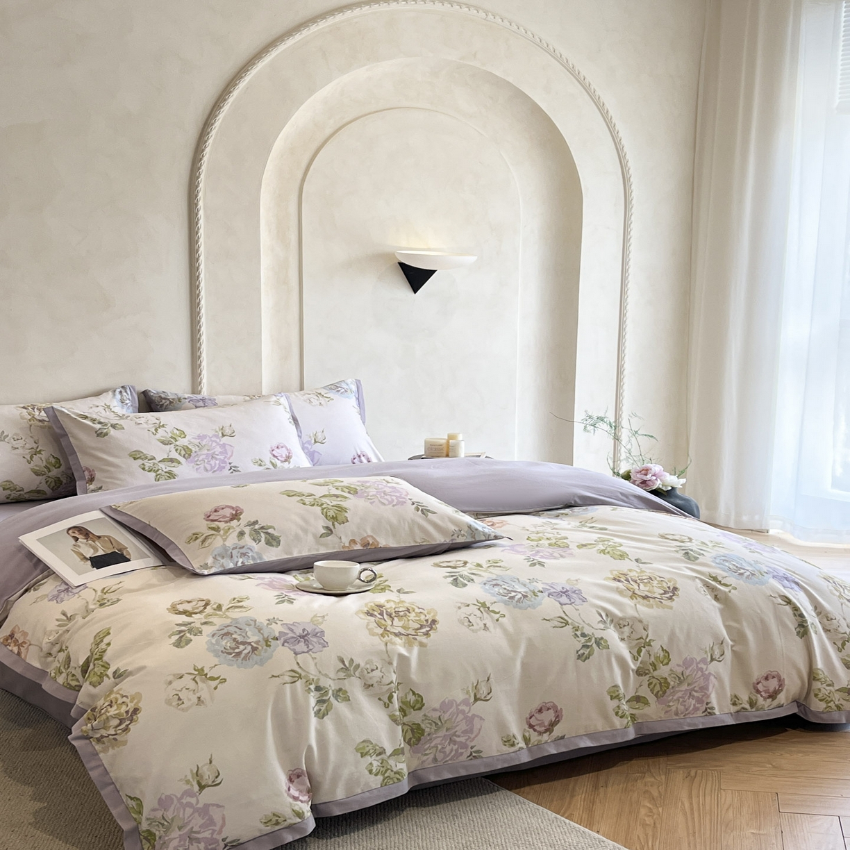 91家纺网 家纺一手货源 找家纺 柠馨2025全棉磨毛印花四件套精致小边款 阿梅丽