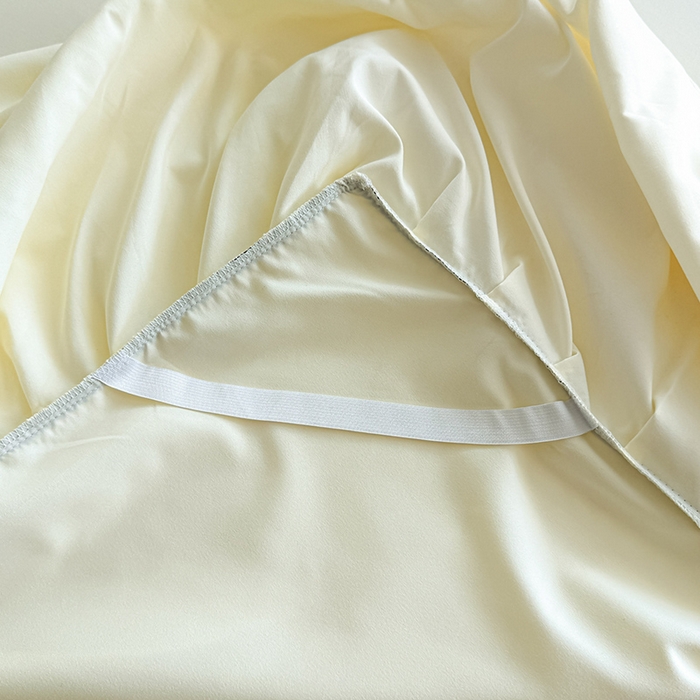 91家纺网 家纺一手货源 找家纺 柔享家 2025新款法式双层花边蕾丝花边床裙-恩格斯（有同款四件套） 米黄+嫩绿