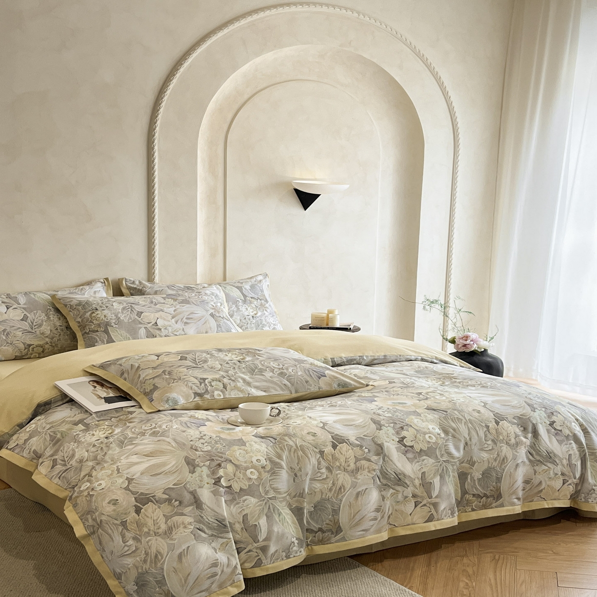 91家纺网 家纺一手货源 找家纺 柠馨2025全棉磨毛印花四件套精致小边款 奥菲莉