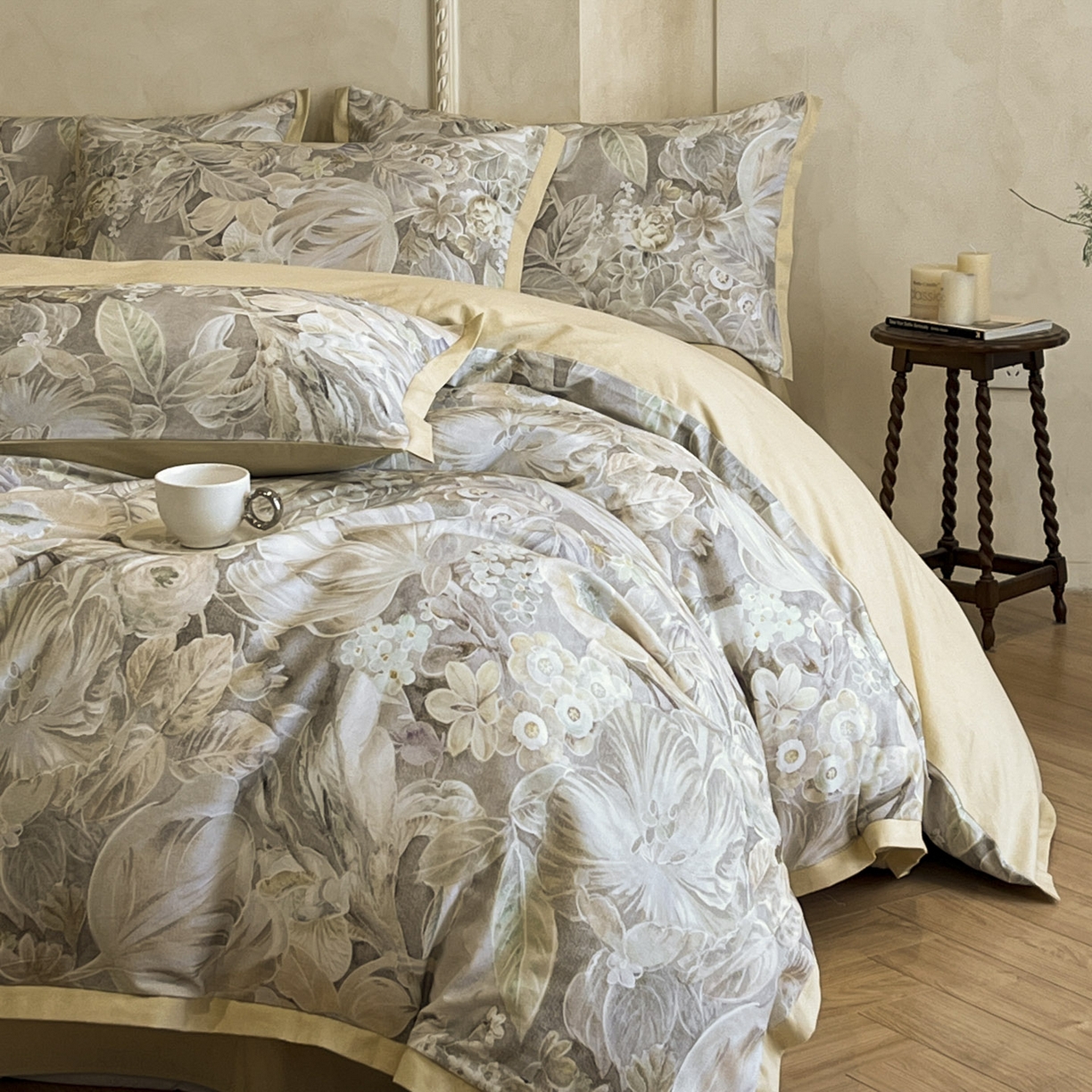 91家纺网 家纺一手货源 找家纺 柠馨2025全棉磨毛印花四件套精致小边款 奥菲莉