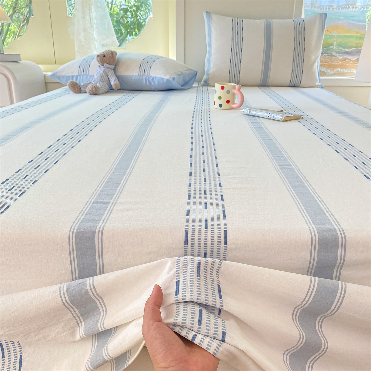 91家纺网 家纺一手货源 找家纺 （总）灰鲸 2025新款全棉色织提花单品床单