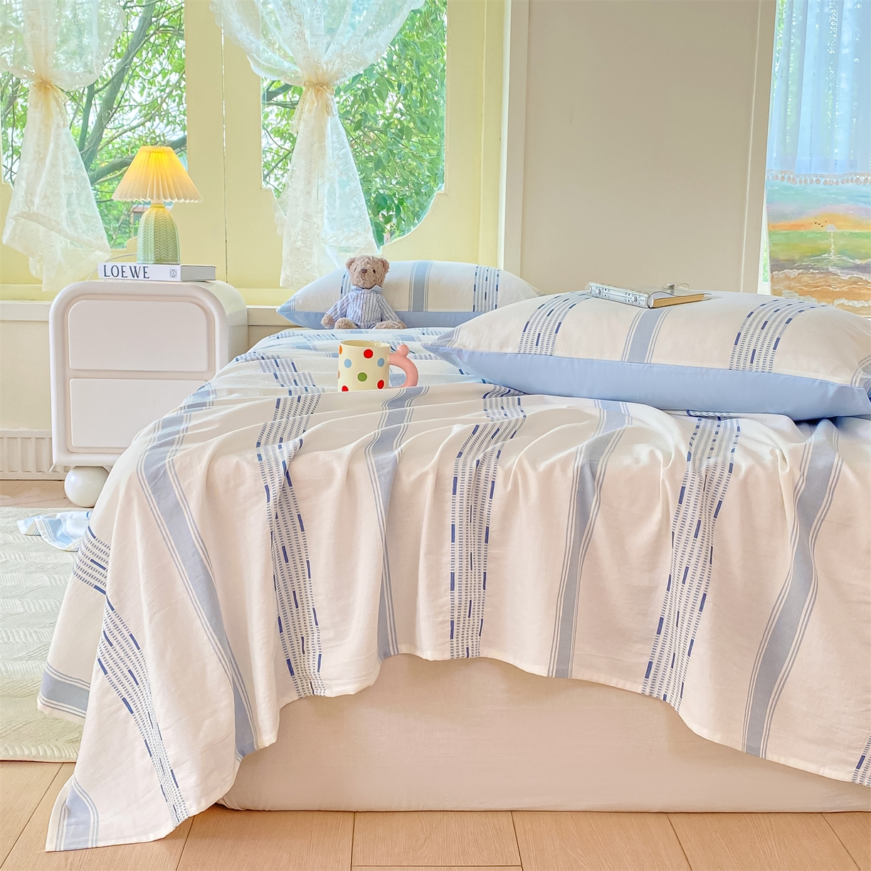 91家纺网 家纺一手货源 找家纺 （总）灰鲸 2025新款全棉色织提花单品床单