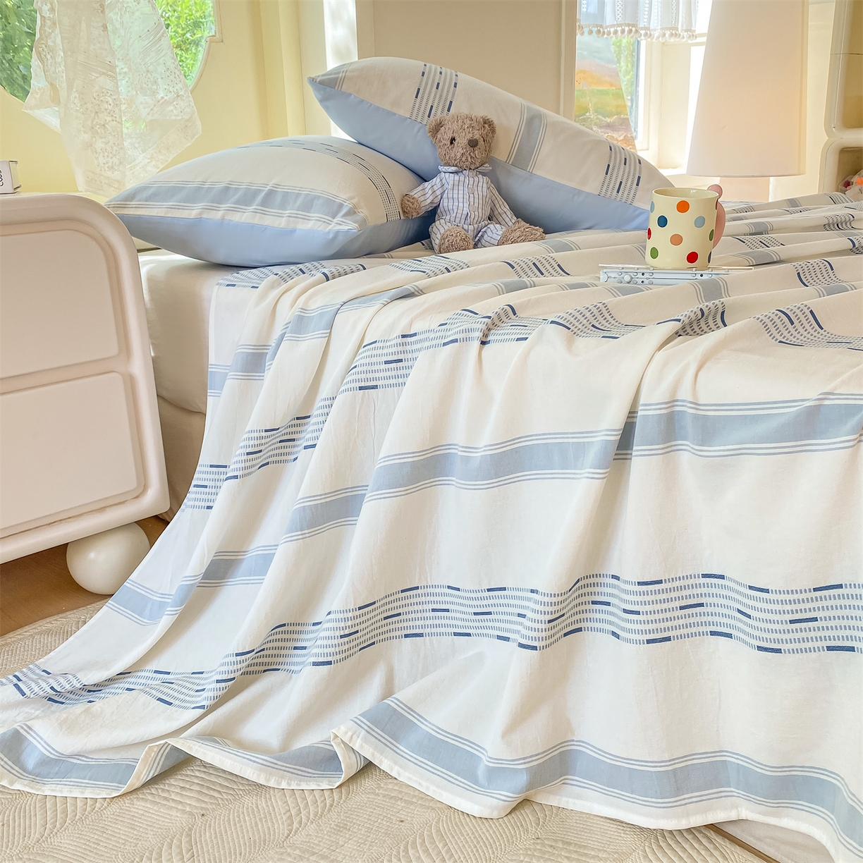 91家纺网 家纺一手货源 找家纺 （总）灰鲸 2025新款全棉色织提花单品床单