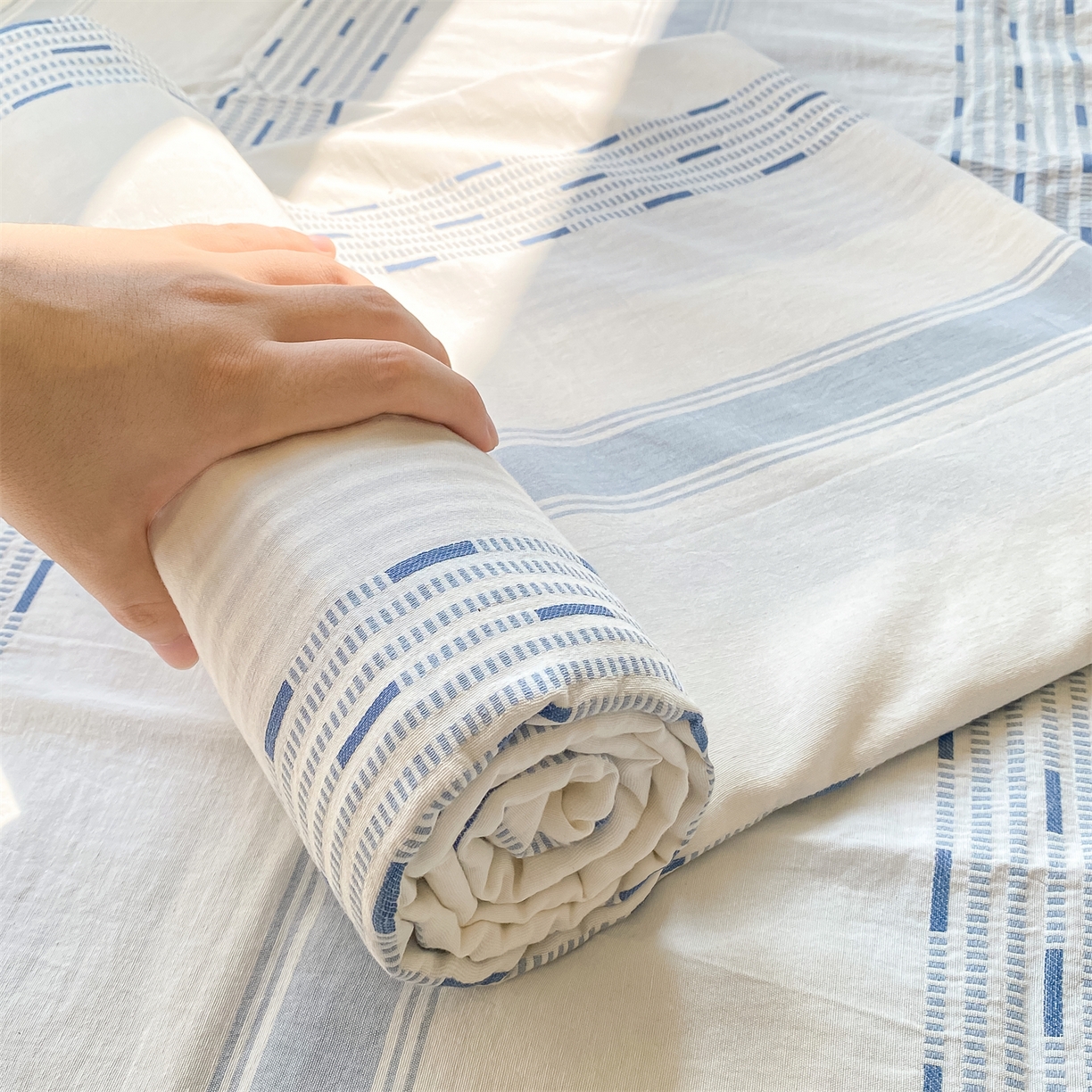 91家纺网 家纺一手货源 找家纺 （总）灰鲸 2025新款全棉色织提花单品床单