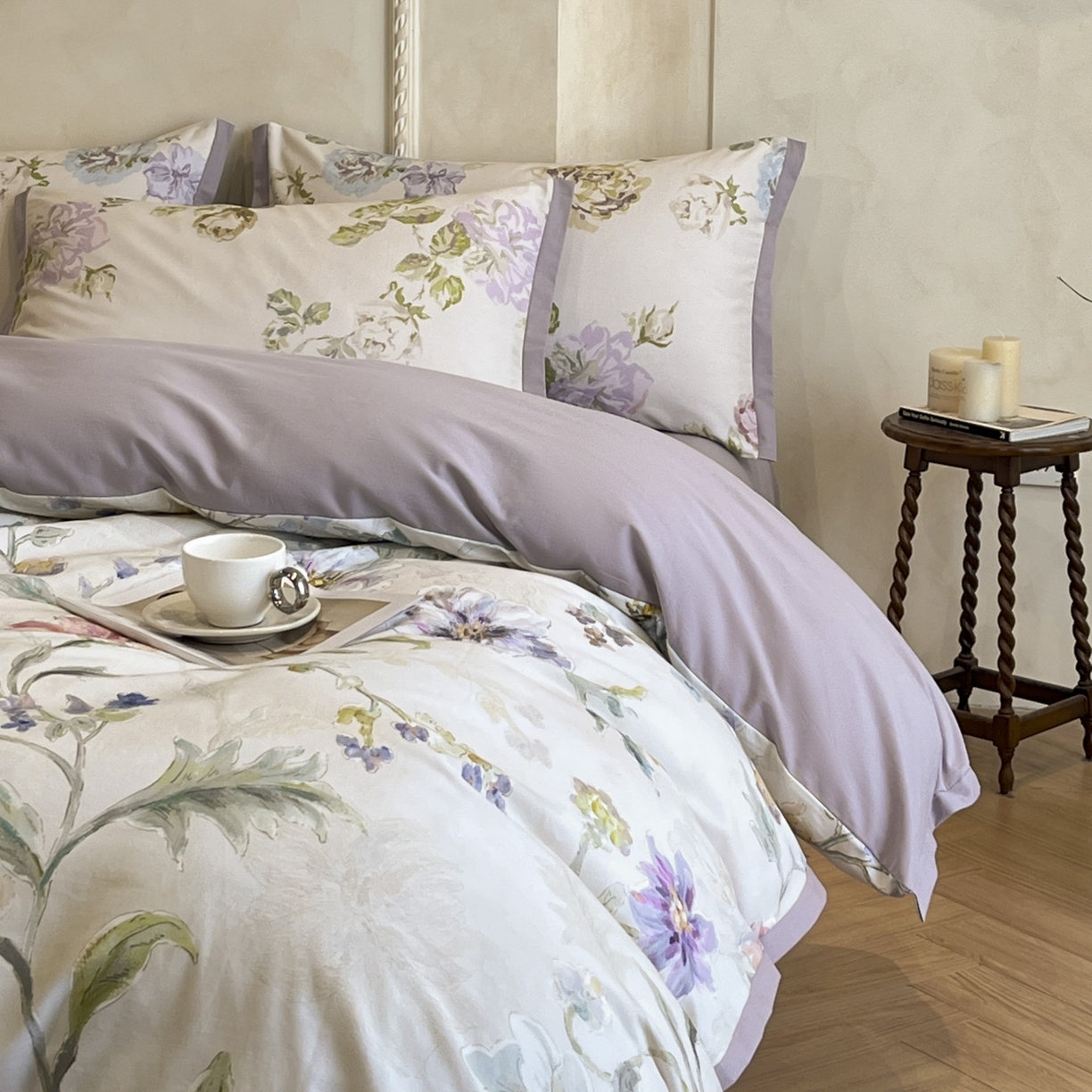 91家纺网 家纺一手货源 找家纺 柠馨2025全棉磨毛印花四件套精致小边款 克洛伊