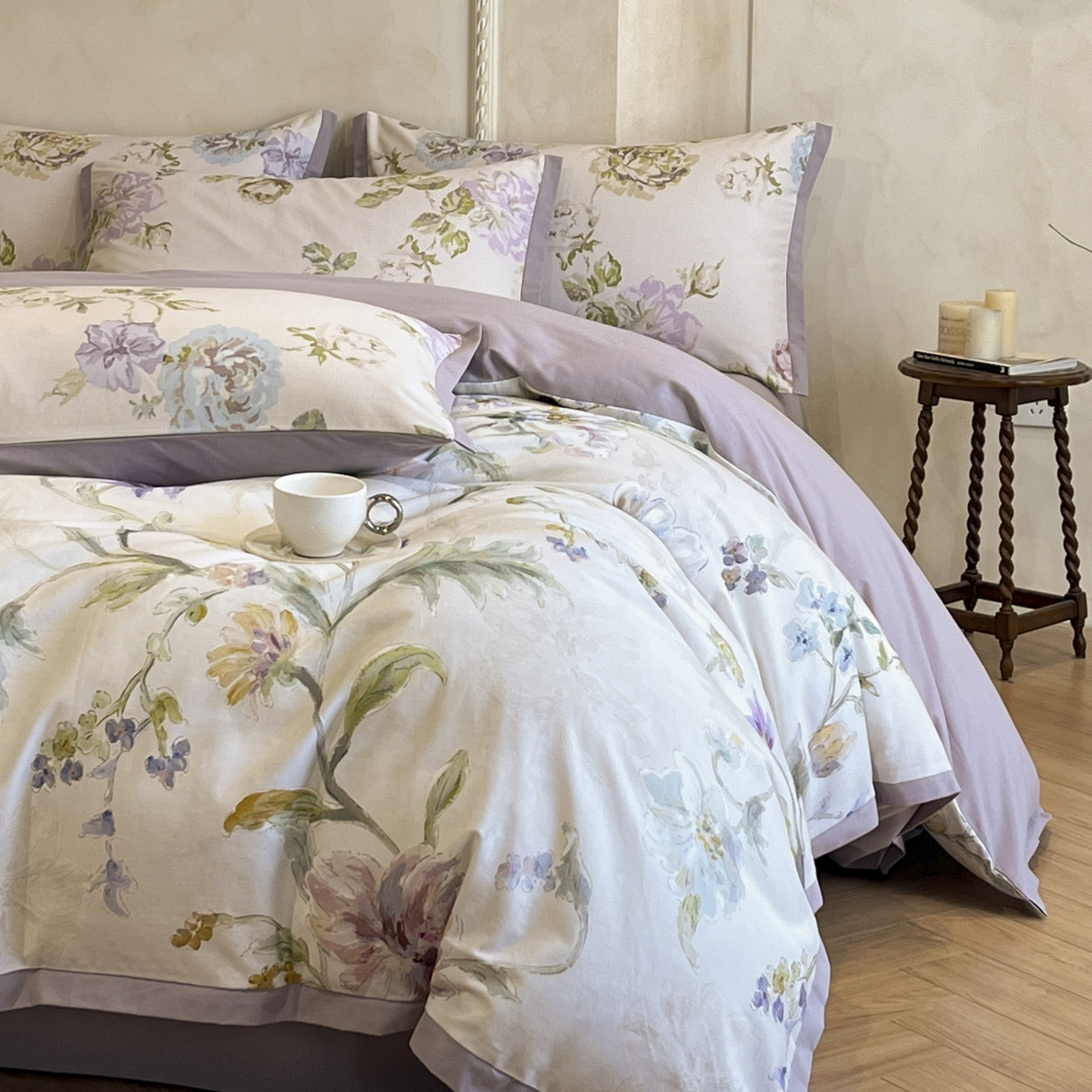 91家纺网 家纺一手货源 找家纺 柠馨2025全棉磨毛印花四件套精致小边款 克洛伊