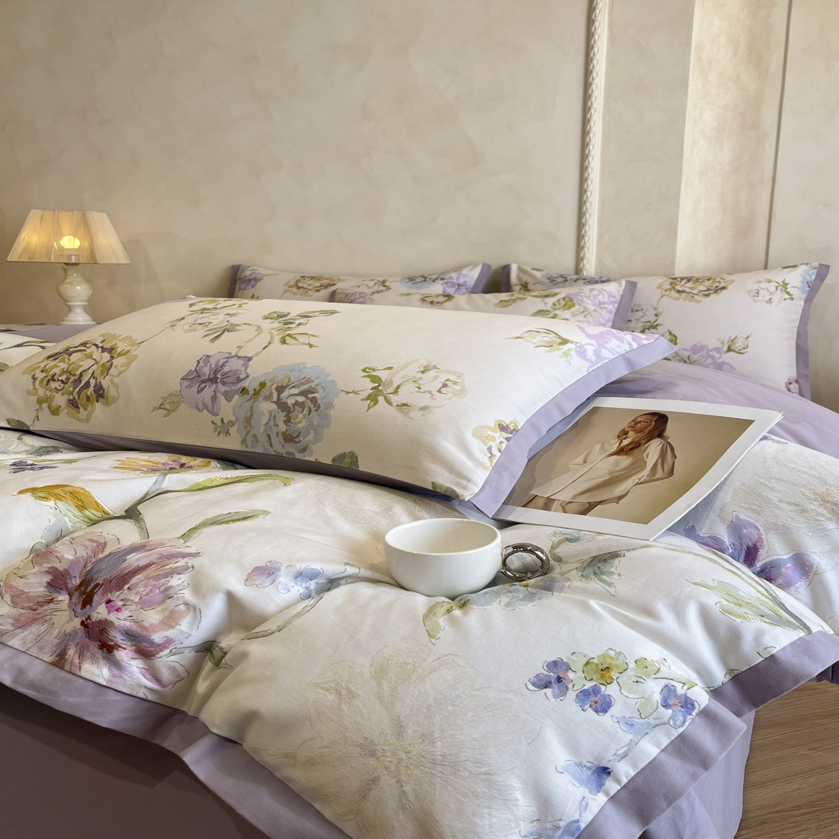 91家纺网 家纺一手货源 找家纺 柠馨2025全棉磨毛印花四件套精致小边款 克洛伊