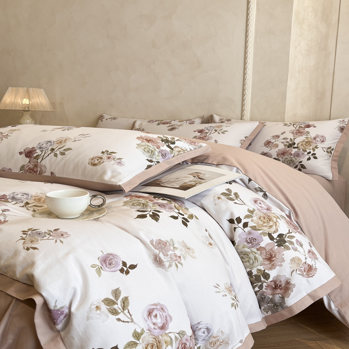 91家纺网 家纺一手货源 找家纺 柠馨2025全棉磨毛印花四件套精致小边款 黎锦