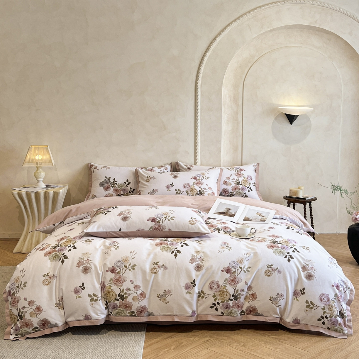 91家纺网 家纺一手货源 找家纺 柠馨2025全棉磨毛印花四件套精致小边款 黎锦