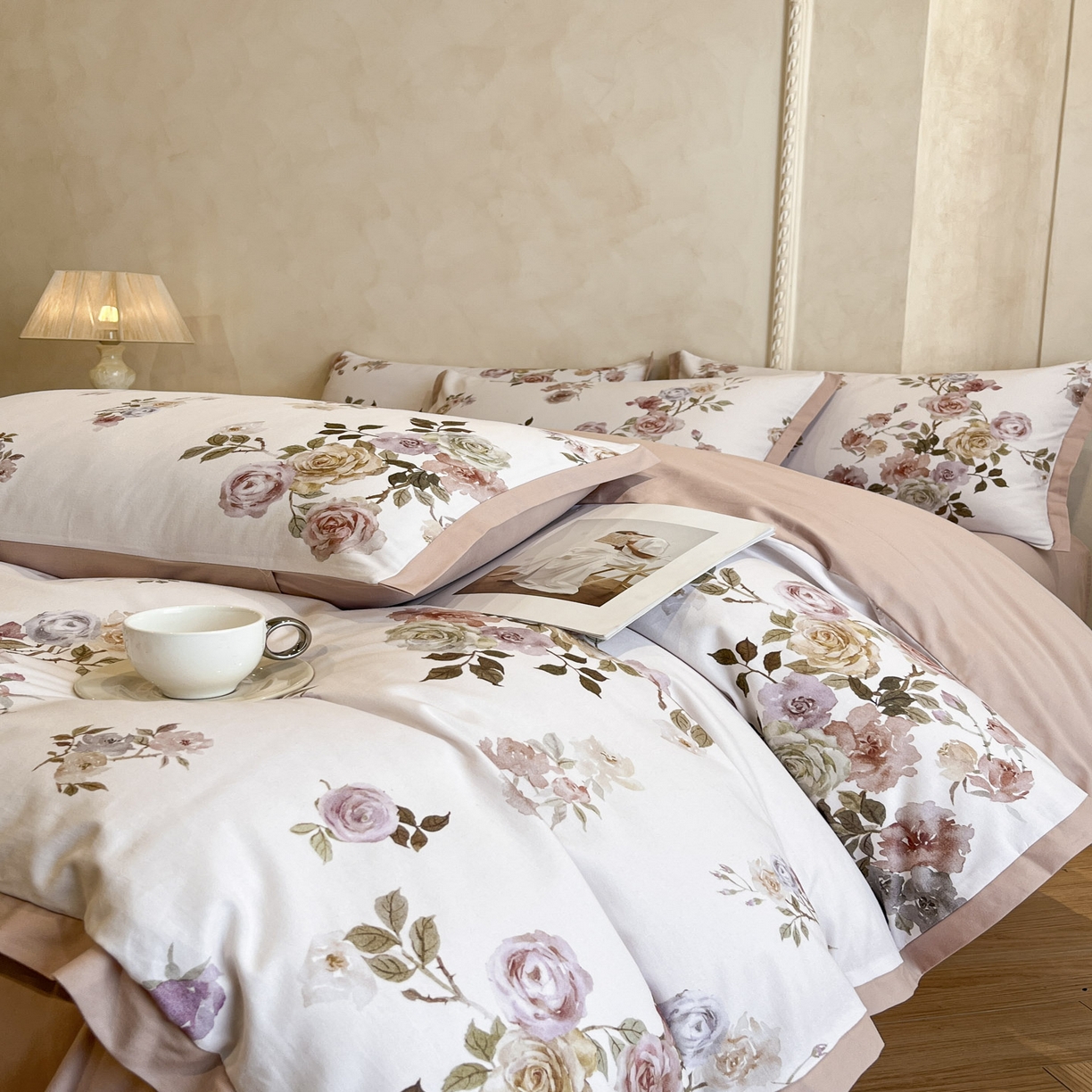 91家纺网 家纺一手货源 找家纺 柠馨2025全棉磨毛印花四件套精致小边款 黎锦