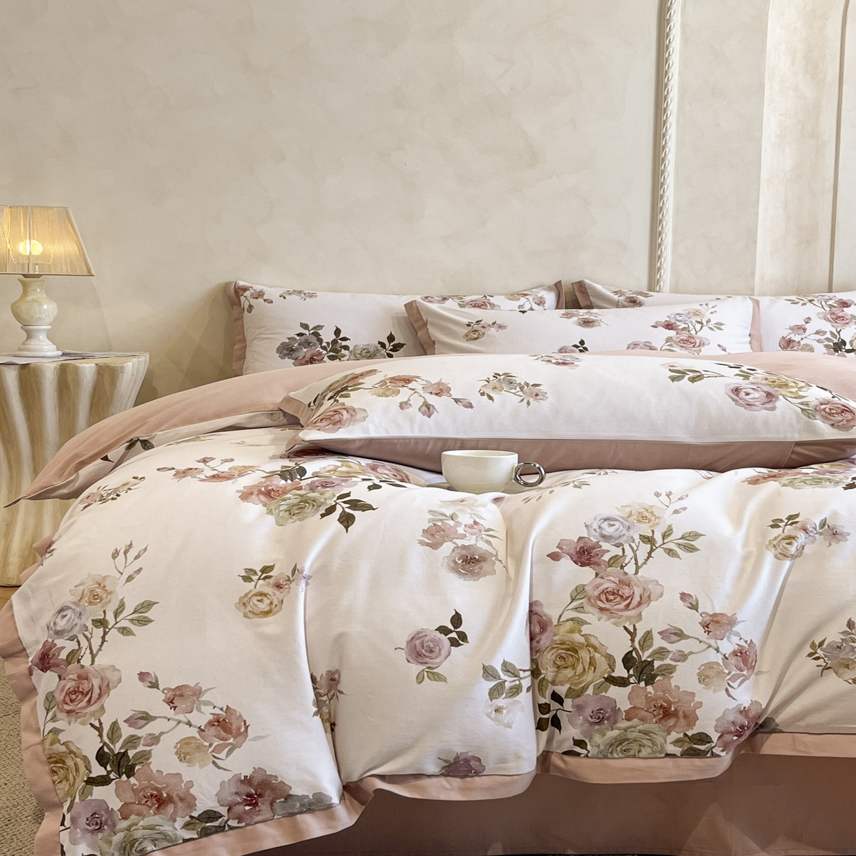 91家纺网 家纺一手货源 找家纺 柠馨2025全棉磨毛印花四件套精致小边款 黎锦