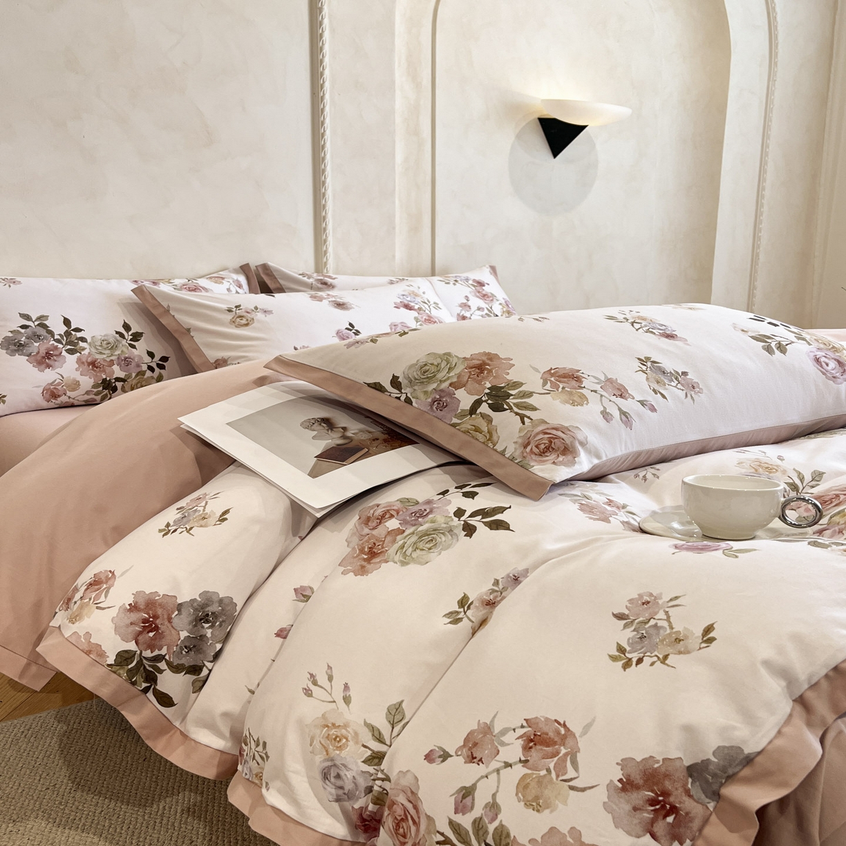 91家纺网 家纺一手货源 找家纺 柠馨2025全棉磨毛印花四件套精致小边款 黎锦