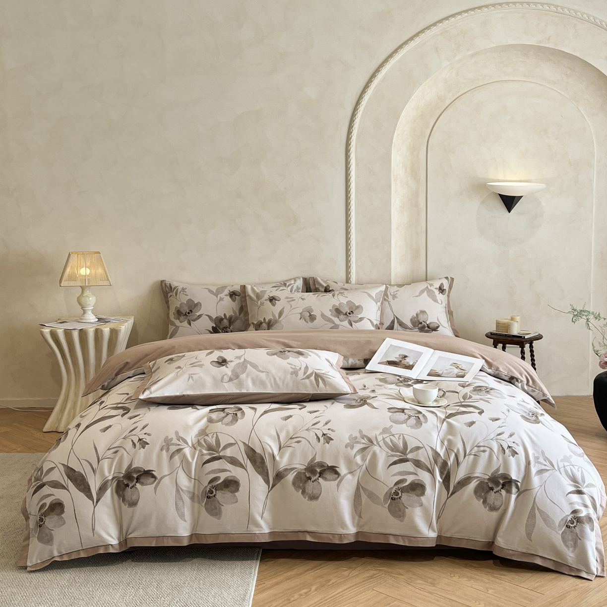 91家纺网 家纺一手货源 找家纺 柠馨2025全棉磨毛印花四件套精致小边款 玛歌