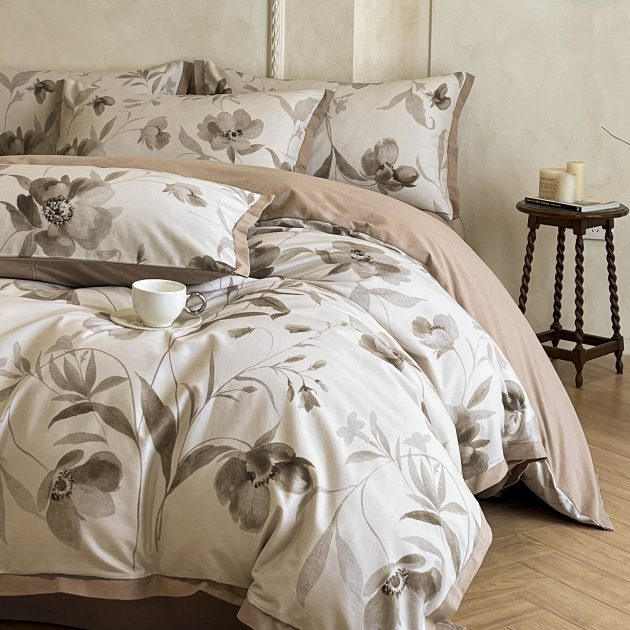 91家纺网 家纺一手货源 找家纺 柠馨2025全棉磨毛印花四件套精致小边款 玛歌