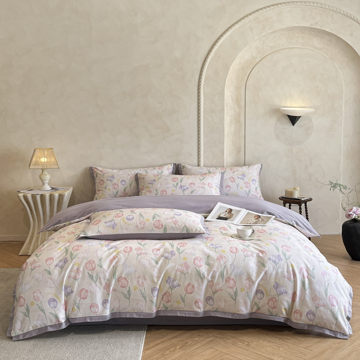 91家纺网 家纺一手货源 找家纺 柠馨2025全棉磨毛印花四件套精致小边款 清嘉