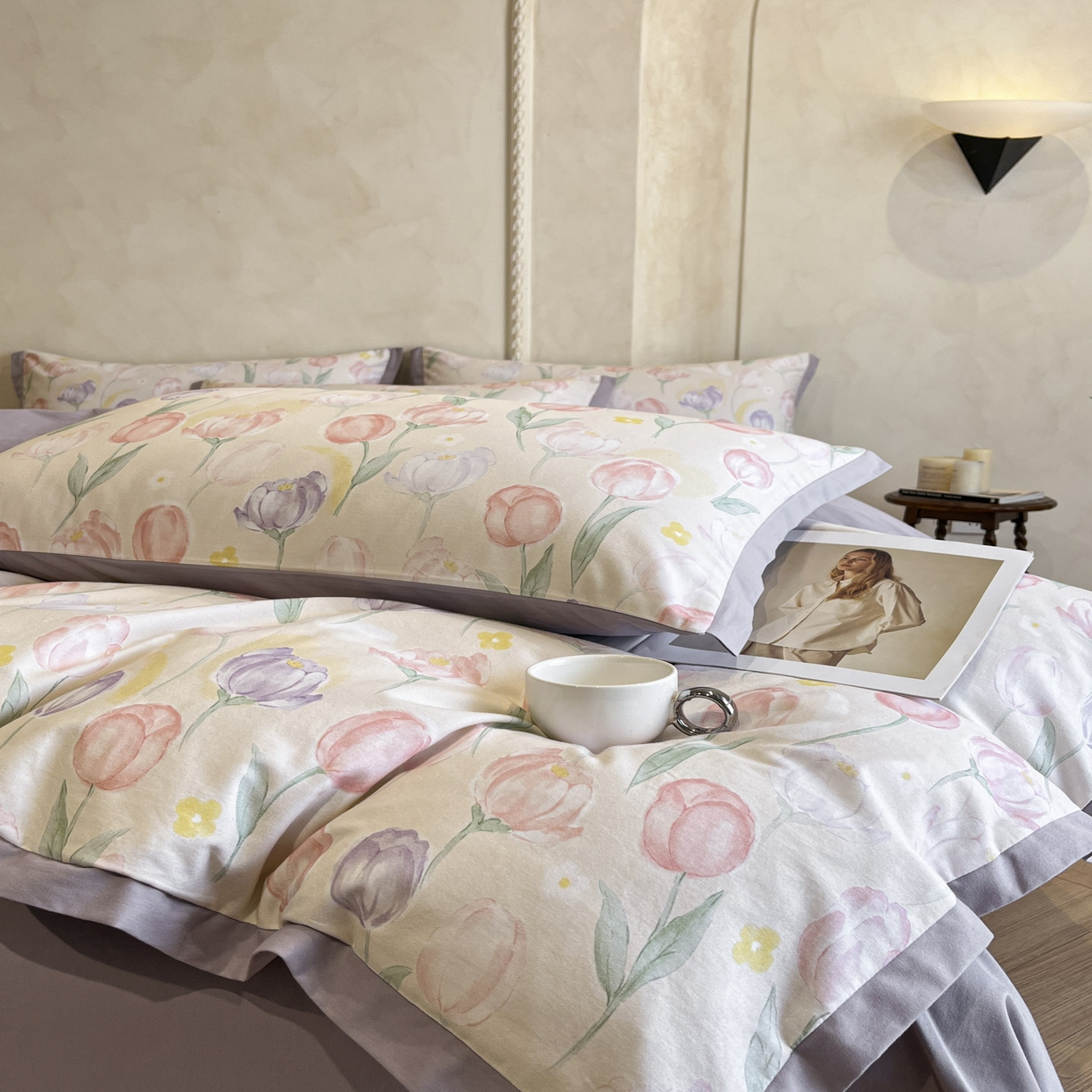 91家纺网 家纺一手货源 找家纺 柠馨2025全棉磨毛印花四件套精致小边款 清嘉