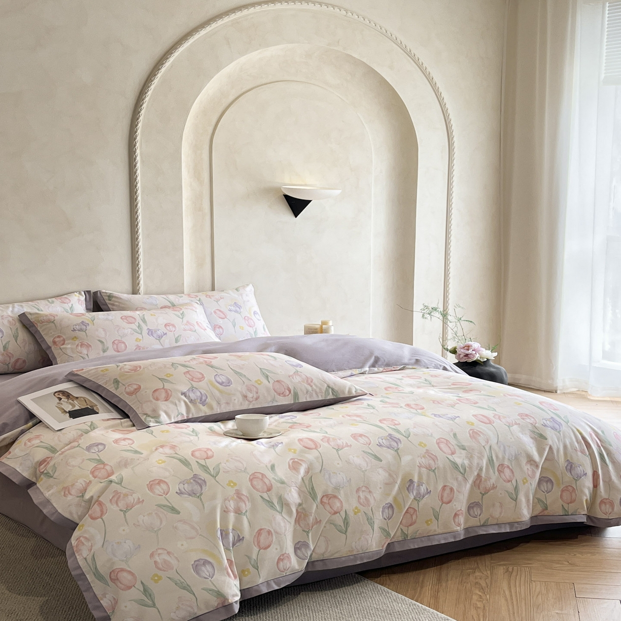 91家纺网 家纺一手货源 找家纺 柠馨2025全棉磨毛印花四件套精致小边款 清嘉