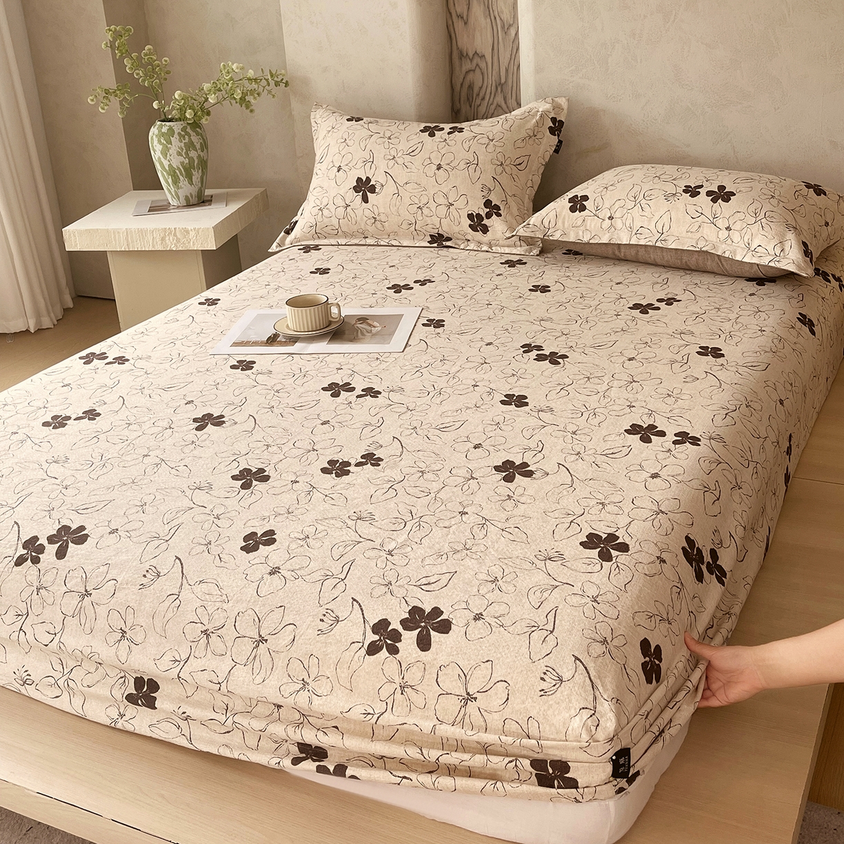 91家纺网 家纺一手货源 找家纺 （总）宝士康家纺 2025新款10A抗菌原麻床笠套件/跨境/外贸